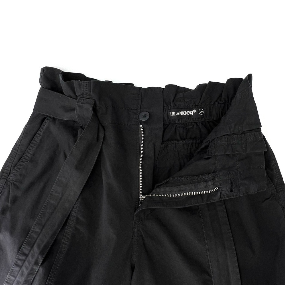 Blank NYC Black Cotton Pants Size 29/8 Paper Bag Waist Joggers Tie Waist New NWT - Picture 3 of 7